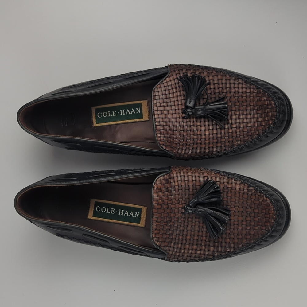 COLE HAAN Loafers Brown Black Woven With Tassel Women's 8.5 - Picture 3 of 6
